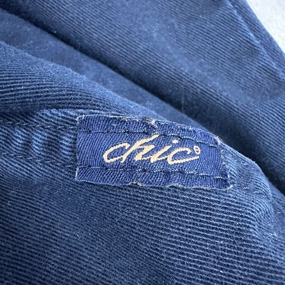 Chic Navy Blue Pants Womens Size 18 Cotton Pull On Elastic Waist Straight Leg - Picture 3 of 5